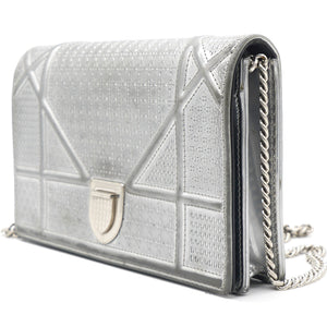Silver Leather Diorama Wallet on Chain
