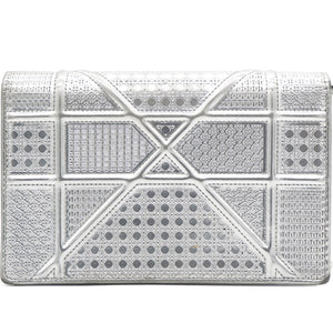 Silver Leather Diorama Wallet on Chain