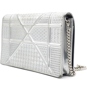 Silver Leather Diorama Wallet on Chain