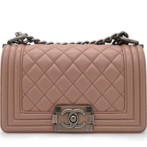 Blush Pink Quilted Leather Medium Boy Flap Bag