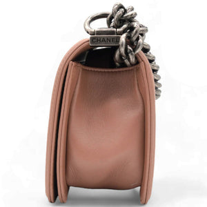 Blush Pink Quilted Leather Medium Boy Flap Bag