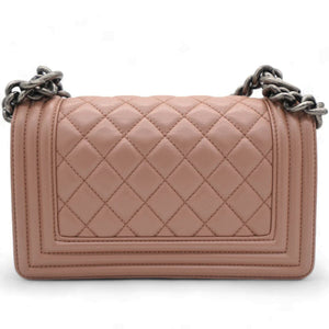 Blush Pink Quilted Leather Medium Boy Flap Bag
