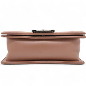Blush Pink Quilted Leather Medium Boy Flap Bag