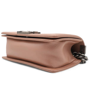 Blush Pink Quilted Leather Medium Boy Flap Bag