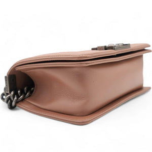 Blush Pink Quilted Leather Medium Boy Flap Bag