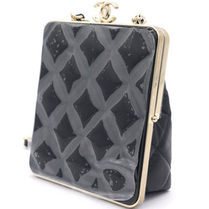PVC Quilted Wallet On Chain Black
