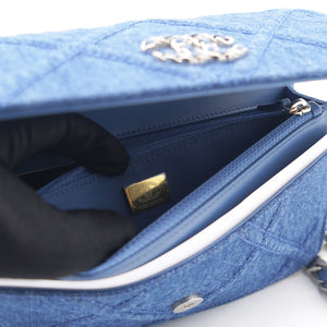 Denim Blue Quilted Wallet On Chain 19