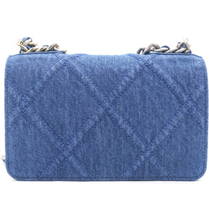 Denim Blue Quilted Wallet On Chain 19