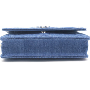 Denim Blue Quilted Wallet On Chain 19
