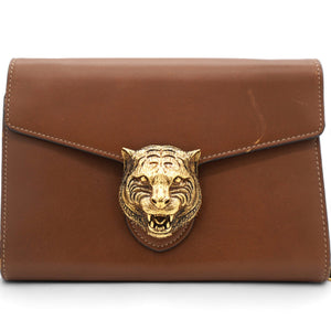 Calfskin Animalier Chain Wallet Brown