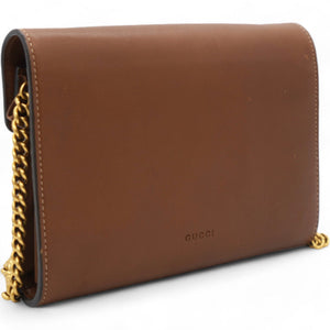 Calfskin Animalier Chain Wallet Brown