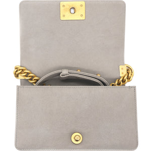 Grey Quilted Caviar Leather Small Boy Flap Bag