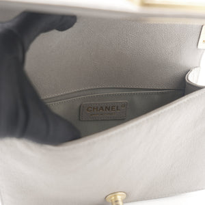 Grey Quilted Caviar Leather Small Boy Flap Bag