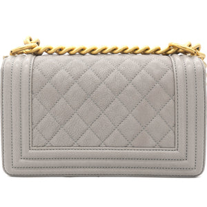 Grey Quilted Caviar Leather Small Boy Flap Bag