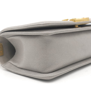 Grey Quilted Caviar Leather Small Boy Flap Bag
