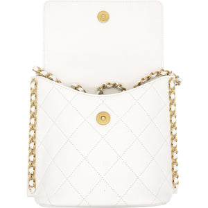 Chain Edge Detail Flap Bag White