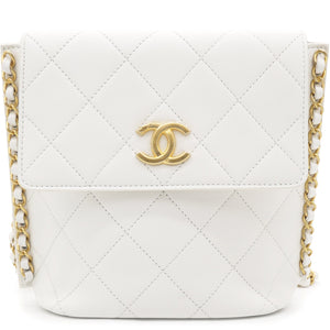 Chain Edge Detail Flap Bag White