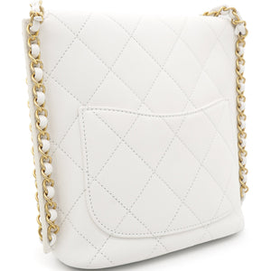 Chain Edge Detail Flap Bag White
