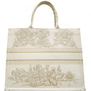 Canvas Embroidered Large Around The World Book Tote Gold