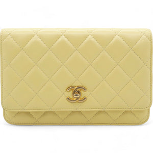 Caviar Crush Quilted Mini Wallet On Chain WOC Yellow