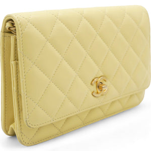 Caviar Crush Quilted Mini Wallet On Chain WOC Yellow