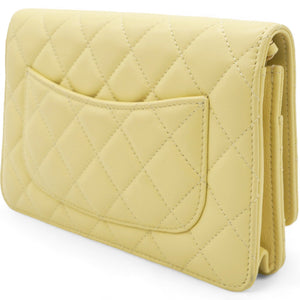 Caviar Crush Quilted Mini Wallet On Chain WOC Yellow