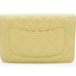 Caviar Crush Quilted Mini Wallet On Chain WOC Yellow