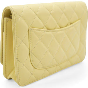 Caviar Crush Quilted Mini Wallet On Chain WOC Yellow