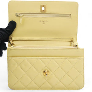 Caviar Crush Quilted Mini Wallet On Chain WOC Yellow