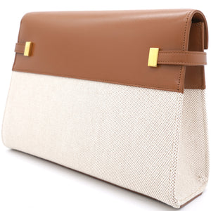 Natural Beige Canvas and Brick Leather Manhattan Shoulder Bag