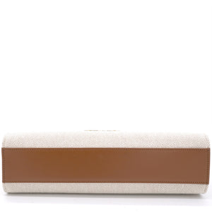 Natural Beige Canvas and Brick Leather Manhattan Shoulder Bag