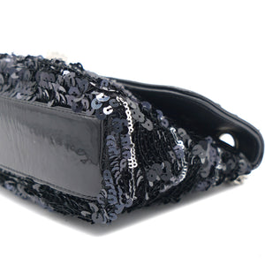 Reissue Sequin Medium Flap Bag Black/Silver