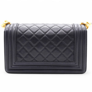 Lambskin Quilted Small Boy Flap Black