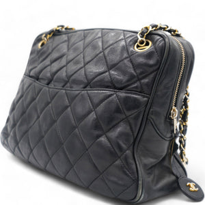 Matelasse Chain Shoulder Women's Caviar Leather Shoulder Bag Black