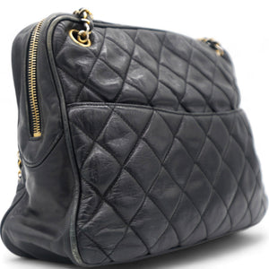 Matelasse Chain Shoulder Women's Caviar Leather Shoulder Bag Black