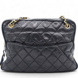 Matelasse Chain Shoulder Women's Caviar Leather Shoulder Bag Black