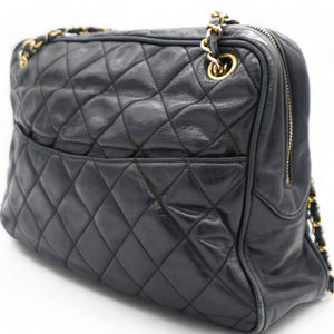 Matelasse Chain Shoulder Women's Caviar Leather Shoulder Bag Black