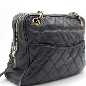 Matelasse Chain Shoulder Women's Caviar Leather Shoulder Bag Black