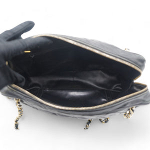 Matelasse Chain Shoulder Women's Caviar Leather Shoulder Bag Black