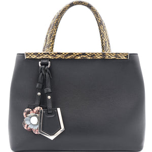 Petite 2 Jours Tote Black Flower Charm