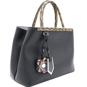 Petite 2 Jours Tote Black Flower Charm