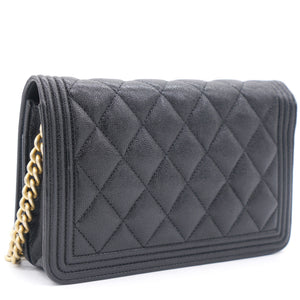 Caviar Quilted Boy Wallet on Chain WOC Black