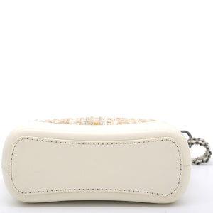 Cream/Beige Stripe Tweed Calfskin Mini Gabrielle Hobo