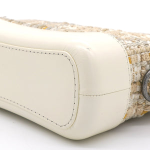 Cream/Beige Stripe Tweed Calfskin Mini Gabrielle Hobo