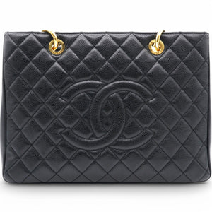Caviar Quilted Grand Shopping Tote GST Black