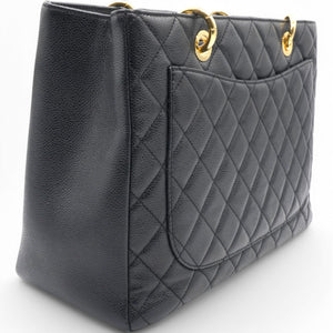 Caviar Quilted Grand Shopping Tote GST Black