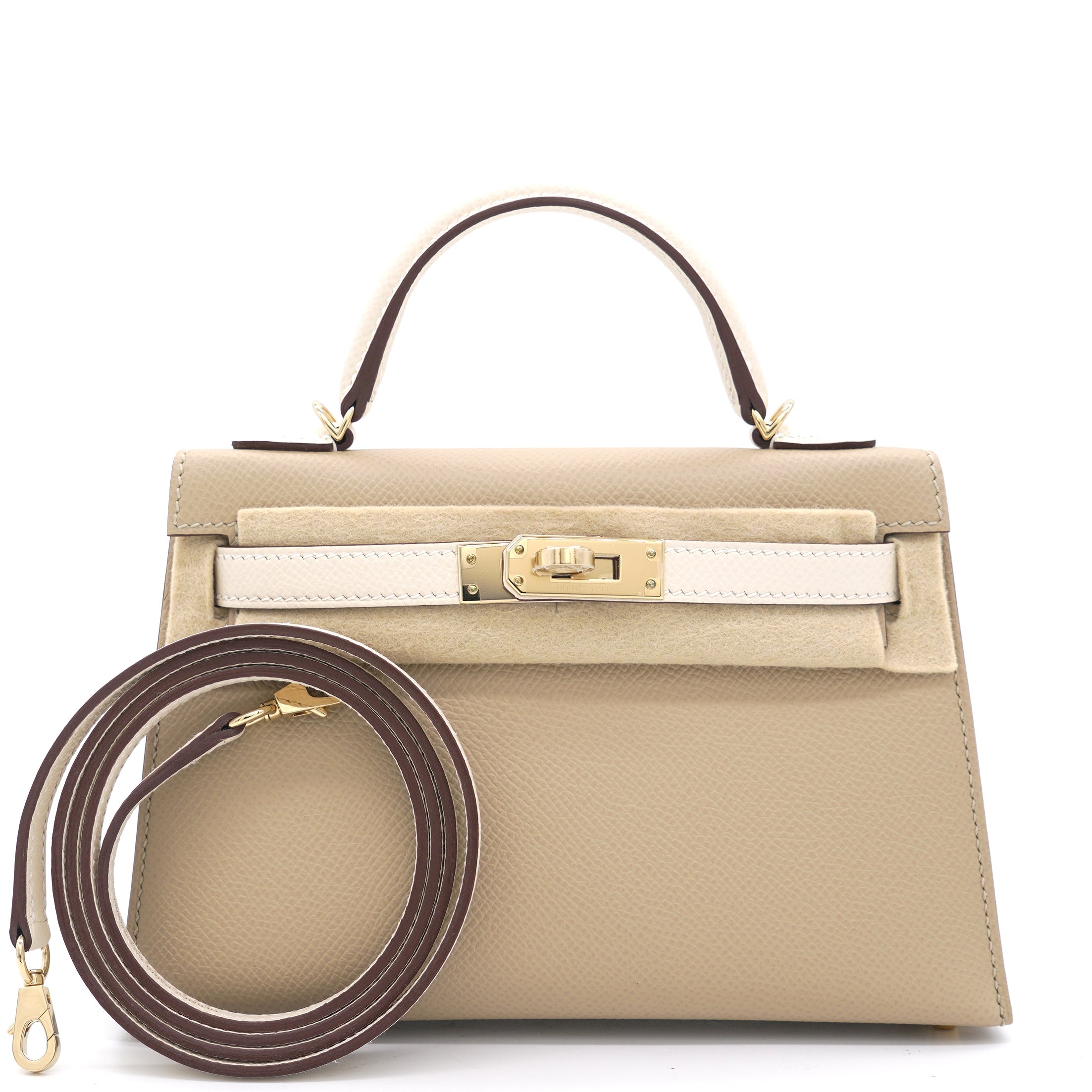 Epsom Horseshoe Mini Kelly Sellier 20 Craie Trench