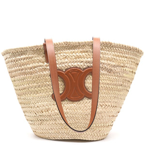 Medium Tromphe Panier in Palm Leaves and Calfskin