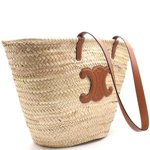 Medium Tromphe Panier in Palm Leaves and Calfskin