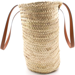 Medium Tromphe Panier in Palm Leaves and Calfskin